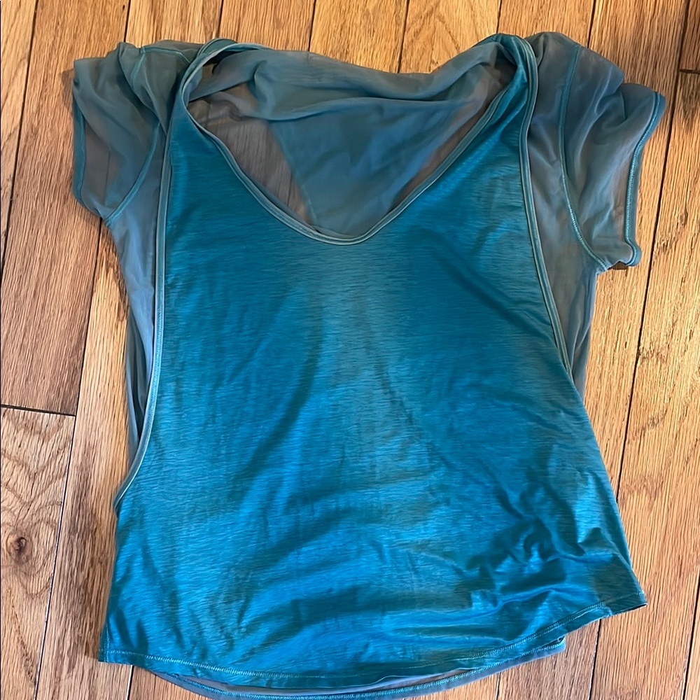 Lululemon Athletica Blue Asymmetrical Cut Out Tee